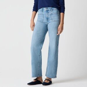 NWT J. Crew Factory Light Wash Slim Wide Leg Patch Pocket Denim Jeans 32P